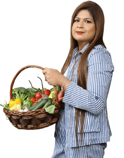 Nutritionist with healthy food